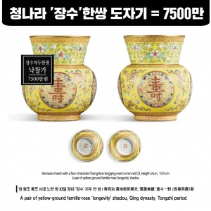 청나라 '자두' 도자기 한쌍 낙찰가 7500만원 (中标价7500万韩元)