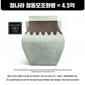 청나라 청동모조화병 낙찰가 4.5억 (青铜仿真花瓶中标价为4.5亿韩元)