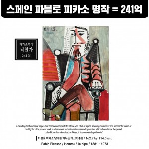 파블로 피카소 담배피는 총병 낙찰가 241억 (中标价241亿韩元)