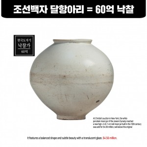 조선백자 달항아리 60억 낙찰 (朝鲜时代月缸成交60亿韩元)